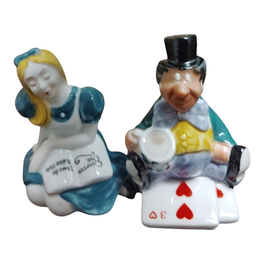 Alice Wonderland Cardmen Porcelain Salt Pepper Shakers